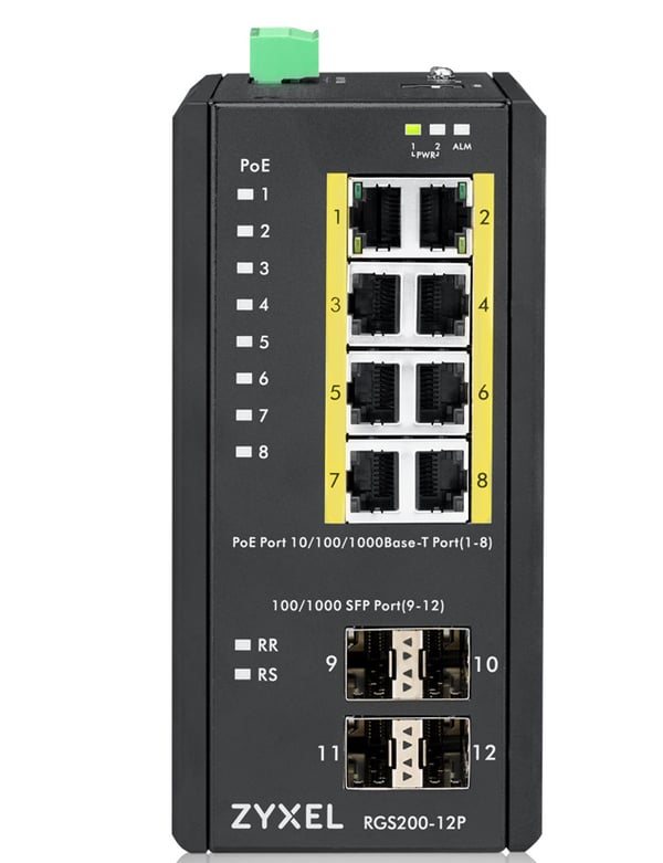 Zyxel RGS200-12P Hallittu L2 Gigabit Ethernet (10/100/1000) Power over Ethernet -tuki Musta