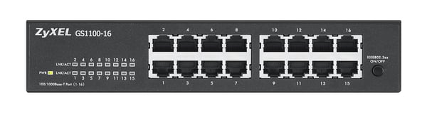 Zyxel GS1100-16 Hallitsematon Gigabit Ethernet (10/100/1000) Musta