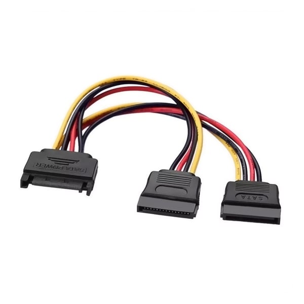 AISENS A131-0353 SATA-kabel 0,2 m SATA 15-stik 2 x SATA 15 stikben Sort, Rød, Gul