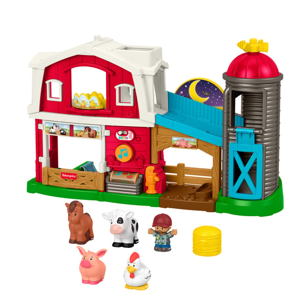 Fisher-Price Little People Caring Fun Animal Farm-lekset, pedagogisk leksak för små barn, flerspråkig version