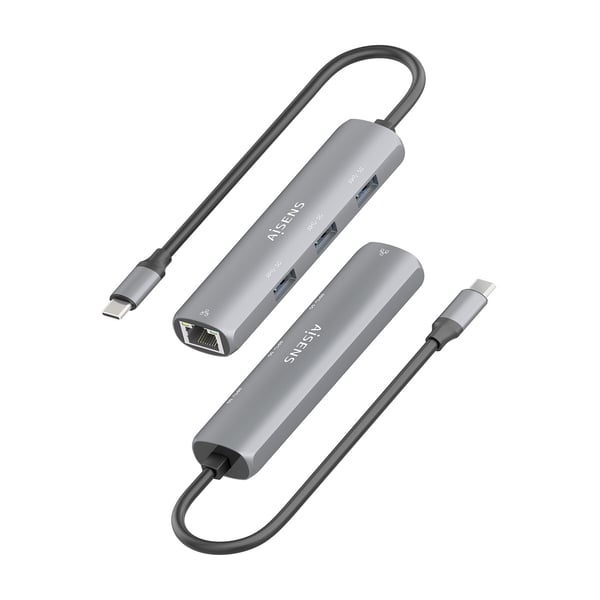 AISENS ASUC-4P038-GR kannettavien tietokoneiden telakka ja porttitoistin Langallinen USB 3.2 Gen 1 (3.1 Gen 1) Type-C Harmaa