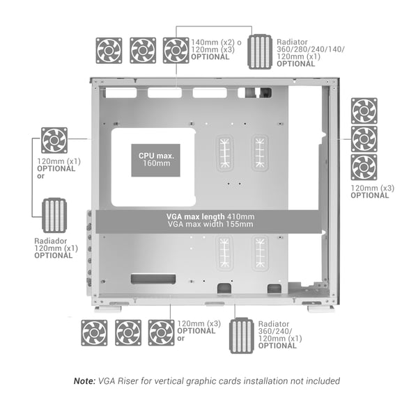 Mars Gaming MCNOVA datorväskor Tower Aluminium, Svart