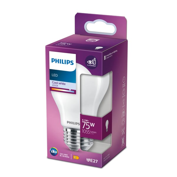 Philips 8718699762575 LED-lampe Kold hvid 4000 K 8,5 W E27 E