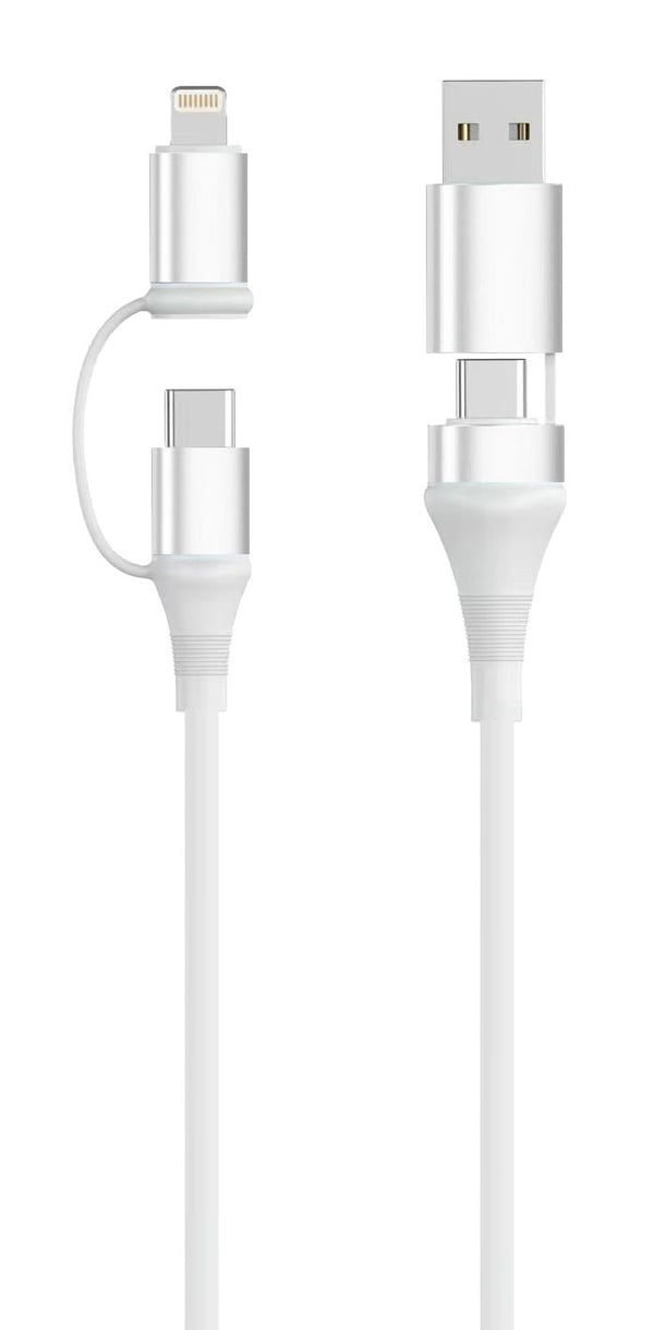 Ewent EC1075 USB-kabel USB 2.0 1 m USB A/USB C USB C/Lightning 0,48 Gbit/sek. 60 W Hvid