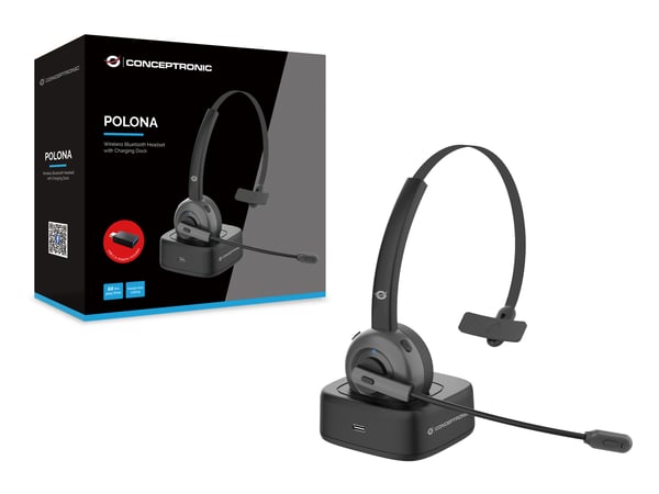 Conceptronic POLONA03BD hovedtelefoner/headset Trådløs Kontor/Callcenter Bluetooth Opladningsstativ Sort