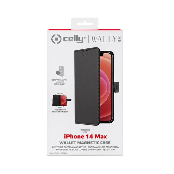 Celly Wallymag matkapuhelimen suojakotelo 17 cm (6.7") Lompakkokotelo Musta