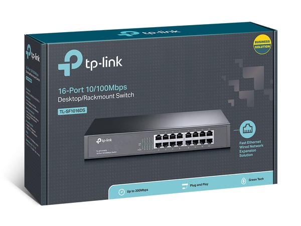 TP-Link TL-SF1016DS netværksswitch Ikke administreret Fast Ethernet (10/100) 1U Sort