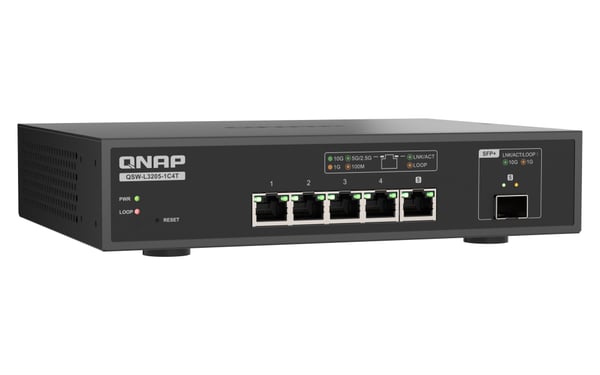 QNAP QSW-L3205-1C4T 4 Hallittu 10G Ethernet (100/1000/10000) Työpöytä Musta