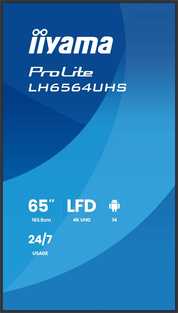 iiyama LH6564UHS-B1AG skilte display Digital fladpaneldisplay 165,1 cm (65") Wi-Fi 500 cd/m² 4K Ultra HD Sort Indbygget processer Android 24/7