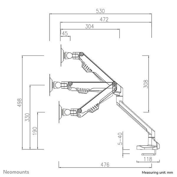 Neomounts FPMA-D750SILVER2 monitorin kiinnike ja jalusta 81,3 cm (32") Vastaanotto Hopea