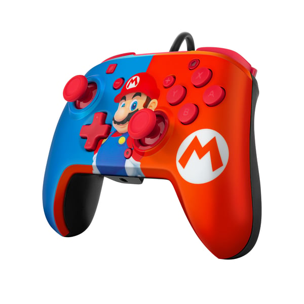 PDP REMATCH: Power Pose Mario Blå, Röd USB Spelplatta Analog / Digital Nintendo Switch, Nintendo Switch OLED
