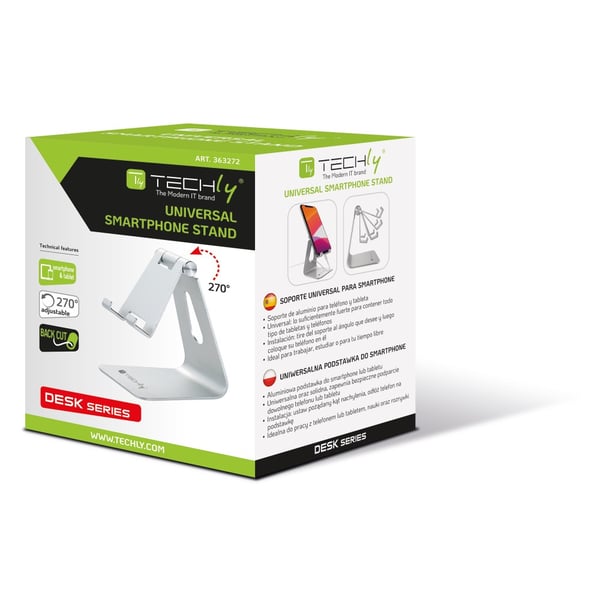 Techly I-SMART-STAND4 teline/pidike Passiiviteline Matkapuhelin/älypuhelin Hopea