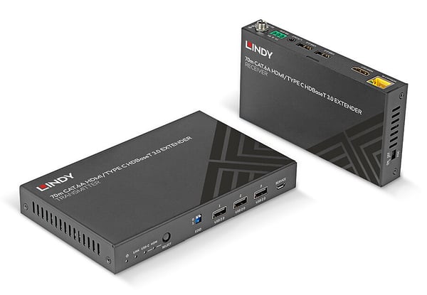 Lindy Cat.6A TypeC & HDMI HDBaseT 3.0 KVM-förlängare - Digital/Display/Video - KVM