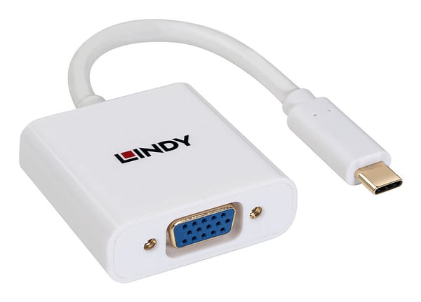 Lindy 43437 videokabel adapter 0,1 m USB Type-C VGA (D-Sub) Hvid