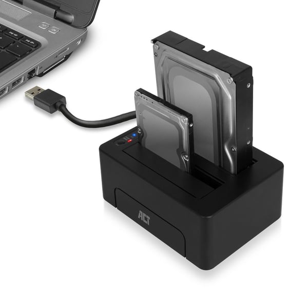 ACT AC1504 tallennusaseman telakointiasema USB 3.2 Gen 1 (3.1 Gen 1) Type-B Musta