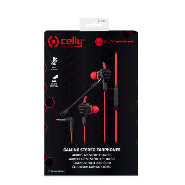 Celly CyberWired Headset Kabel I öra Spela Svart, Röd