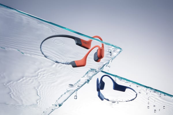 SHOKZ OpenSwim Pro Headset Trådløs Halsbånd Sport Bluetooth Sort, Rød