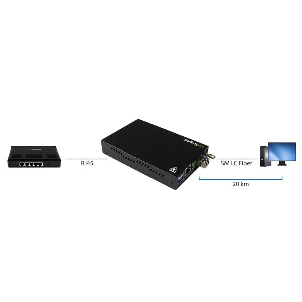StarTech.com Gigabit Ethernet koppar-till-fibermediaomvandlare - SM LC - 20 km