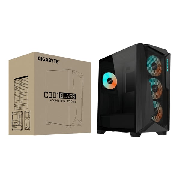 GIGABYTE C301 GLASS Midi Tower Svart
