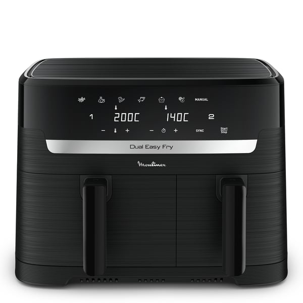 Moulinex Dual Easy Fry EZ901N Dobbelt 8,3 L Enkeltstående 2450 W Varmluftsteger Sort