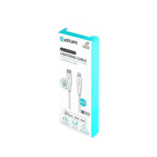eSTUFF ES602170 Lightning-kaapeli 1 m Valkoinen