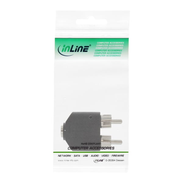 InLine 99343 kabel kønsskifter 3.5mm jack female 2x RCA Sort