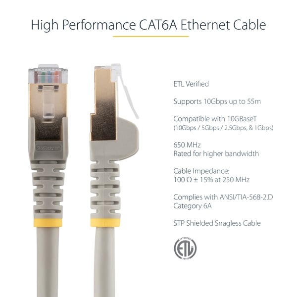 StarTech.com 7 m CAT6a -patch-kaapeli - harmaa - snagless RJ45 - patch-kaapeli - RJ-45 (uros)