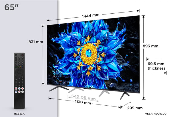 TCL P8L 65P8L TV 165,1 cm (65") 4K Ultra HD Smart TV Wi-Fi Sort 450 cd/m²