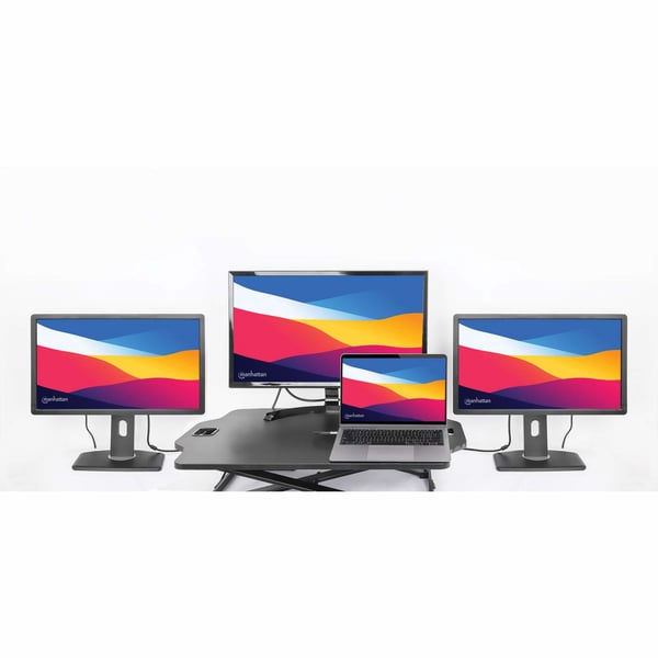 Manhattan 130578 kannettavien tietokoneiden telakka ja porttitoistin Langallinen USB 3.2 Gen 1 (3.1 Gen 1) Type-C Alumiini