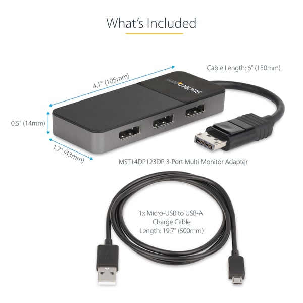StarTech.com DisplayPort MST Hub (3 porte, 3 x 4k, HDR, EDID, DP 1.4 Multi Monitor Splitter til Windo