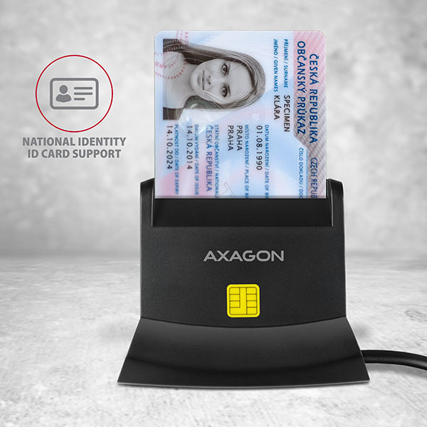Axagon CRE-SM2 läsare smarta kort inomhus USB USB 2.0 Svart