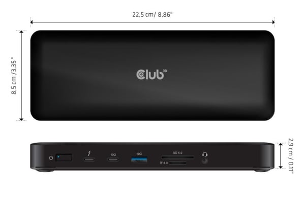 CLUB3D CSV-1583 dockingstation Ledningsført Thunderbolt 4 Sort