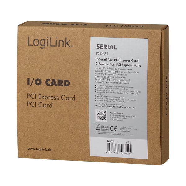 LogiLink PC0031 nätverkskort/adapters Intern RS-232