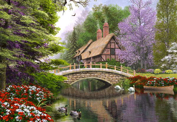 Castorland River Cottage 1000 pcs Kuviopalapeli 1000 kpl Maisema