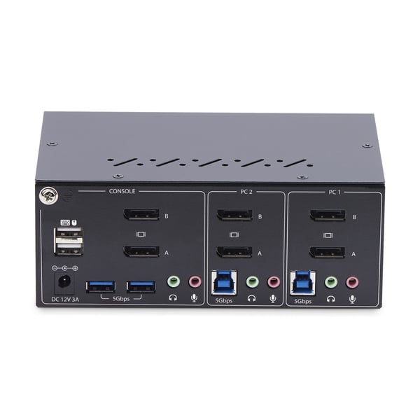 StarTech.com 2-Port Dual-Monitor DisplayPort KVM-switch, 4K 60Hz, 2x USB 5Gbps Hub-portar, 2x USB 2.0