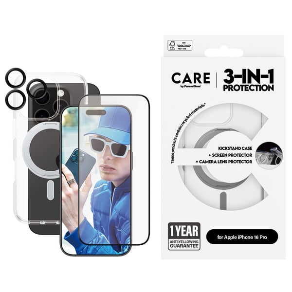 PanzerGlass CARE™ by ® 3-in-1 Ceramic Bundle iPhone 16 Pro Kirkas näytönsuoja Apple 1 kpl