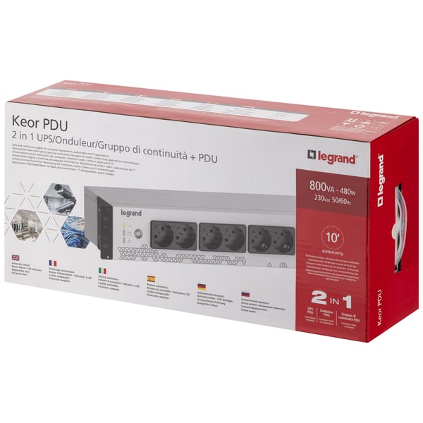 Legrand Keor UPS PDU 800VA GR/IT INPUT 8 GR/IT OUTPUT strömskydd (UPS) Vänteläge (offline) 0,8 kVA 480 W 16 AC-utgångar
