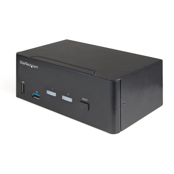 StarTech.com 2-ports HDMI KVM-switch för dubbla skärmar - 4K 60 Hz Ultra HD HDR - Desktop 4K HDMI 2.0 KVM-switch med 2 portar USB 3.0-hubb (5 Gbit/s) och 4x USB 2.0 HID, ljud - Snabbtangenter för omkoppling - TAA