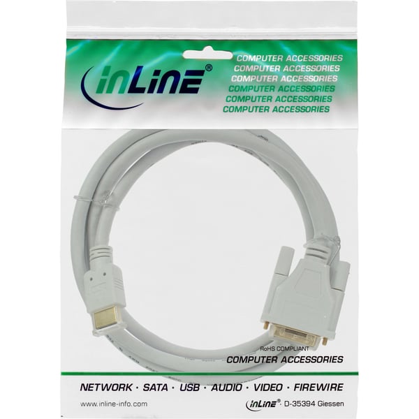 InLine 17665U videokabel adapter 5 m DVI-D HDMI Hvid
