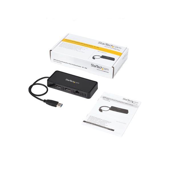 StarTech.com USB till dubbel DisplayPort-minidockningsstation med GbE LAN - Dubbel 4K 60 Hz