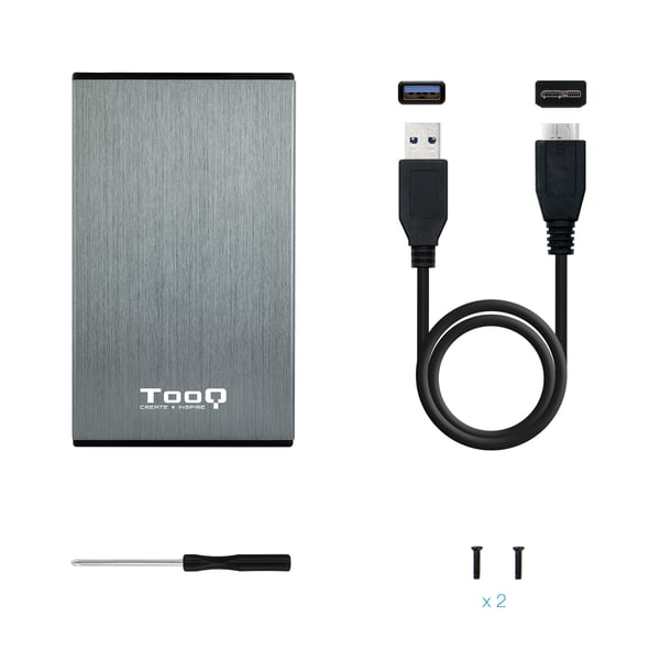 TooQ TQE-2527G drevkabinet HDD kabinet Sort, Grå 2.5"