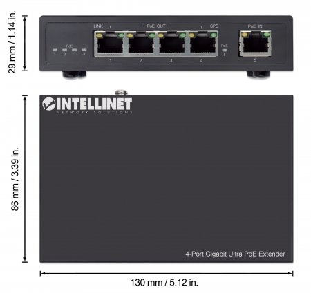 Intellinet 561617 nätverksförlängare Nätverkssändare Svart 10, 100, 1000 Mbit/s
