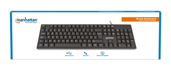 Manhattan 179324 näppäimistö Office USB QWERTZ Musta