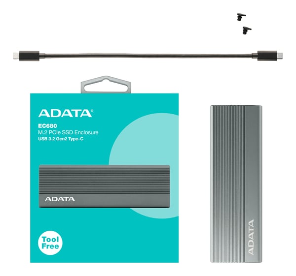 ADATA EC680 SSD-kotelo Harmaa M.2