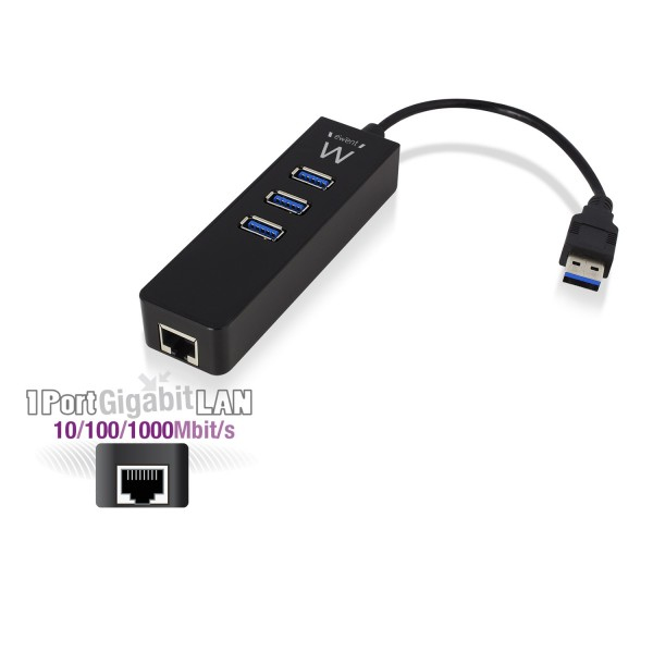 Ewent EW1140 dockningsstationer för bärbara datorer USB 3.2 Gen 1 (3.1 Gen 1) Type-A Svart