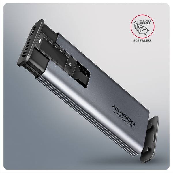 Axagon EEM2-SD2 tallennusaseman kotelo SSD-kotelo Harmaa M.2