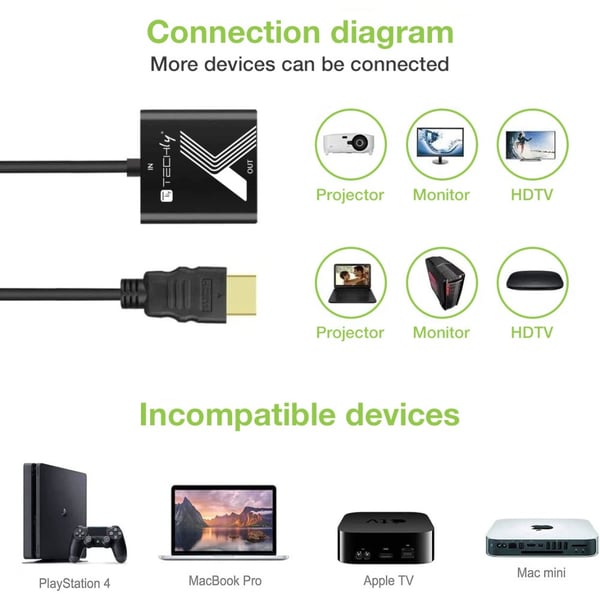 Techly IDATA HDMI-VGA2P video omformer 1920 x 1200 pixel