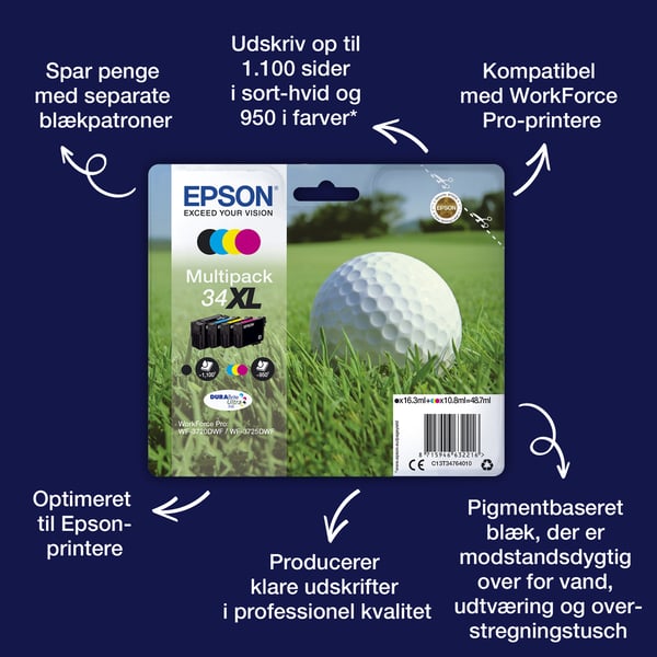 Epson Golf ball 34 golfbold DURABrite Ultra multipakke 4-farve blæk