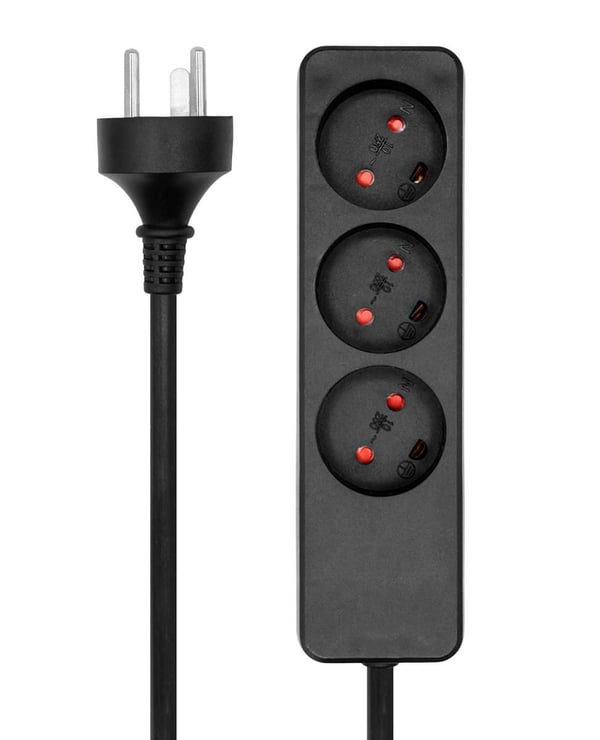 Microconnect MC-EDBGRU0303B stikdåse 3 m 3 AC stikkontakt(er) Sort