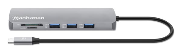 Manhattan 190459 kannettavien tietokoneiden telakka ja porttitoistin Langallinen USB 3.2 Gen 1 (3.1 Gen 1) Type-C Harmaa